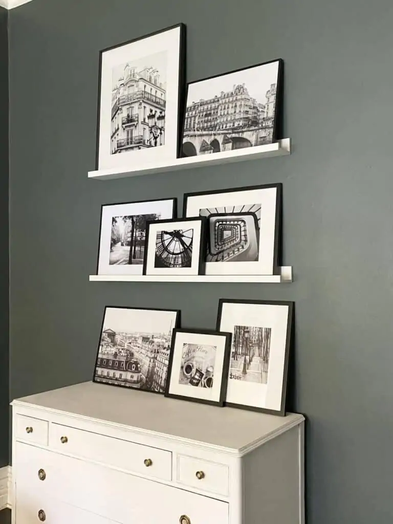 black and white frame set on a gallery wall black and white frame set on a gallery wall