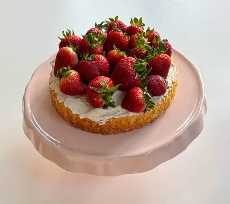 Strawberries and Cream Passover Cake 