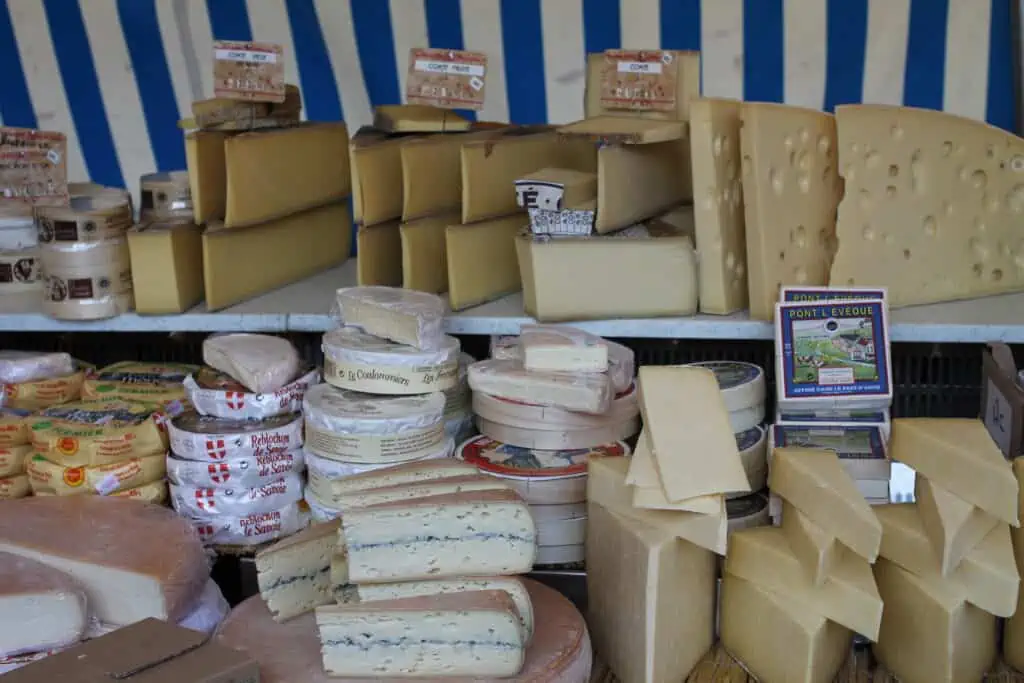 Paris cheese selection at the market